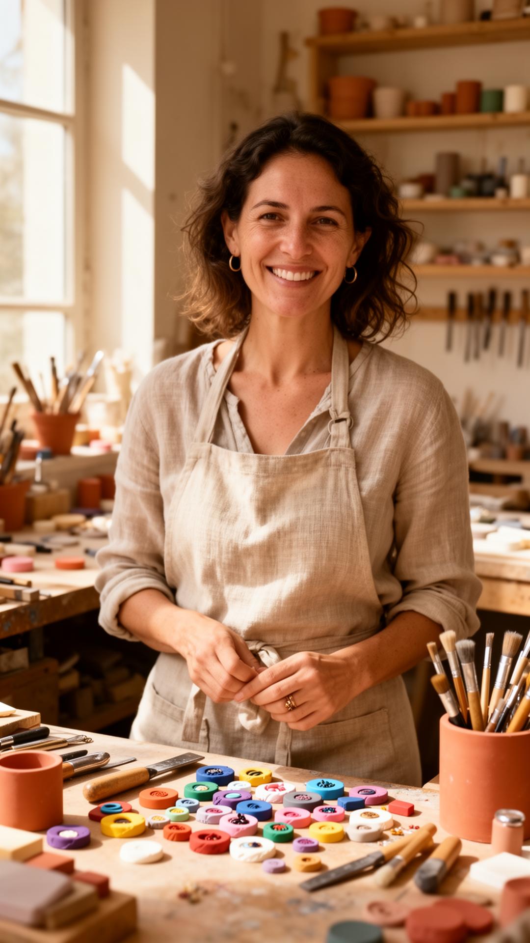 Pascaline, créatrice Bijoumaey, dans son atelier